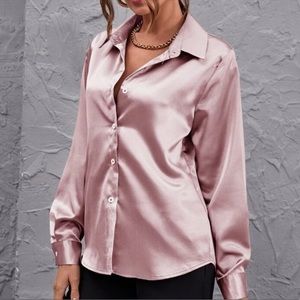 SHEIN Pink Button Down Blouse Shirt